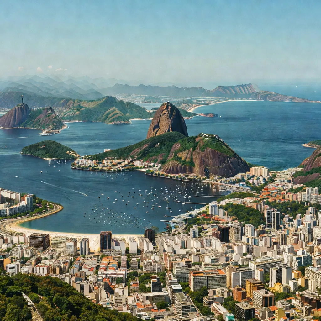 Panorama Rio de Janeiro z górą Głowa Cukru, plażą Copacabana i zatoką